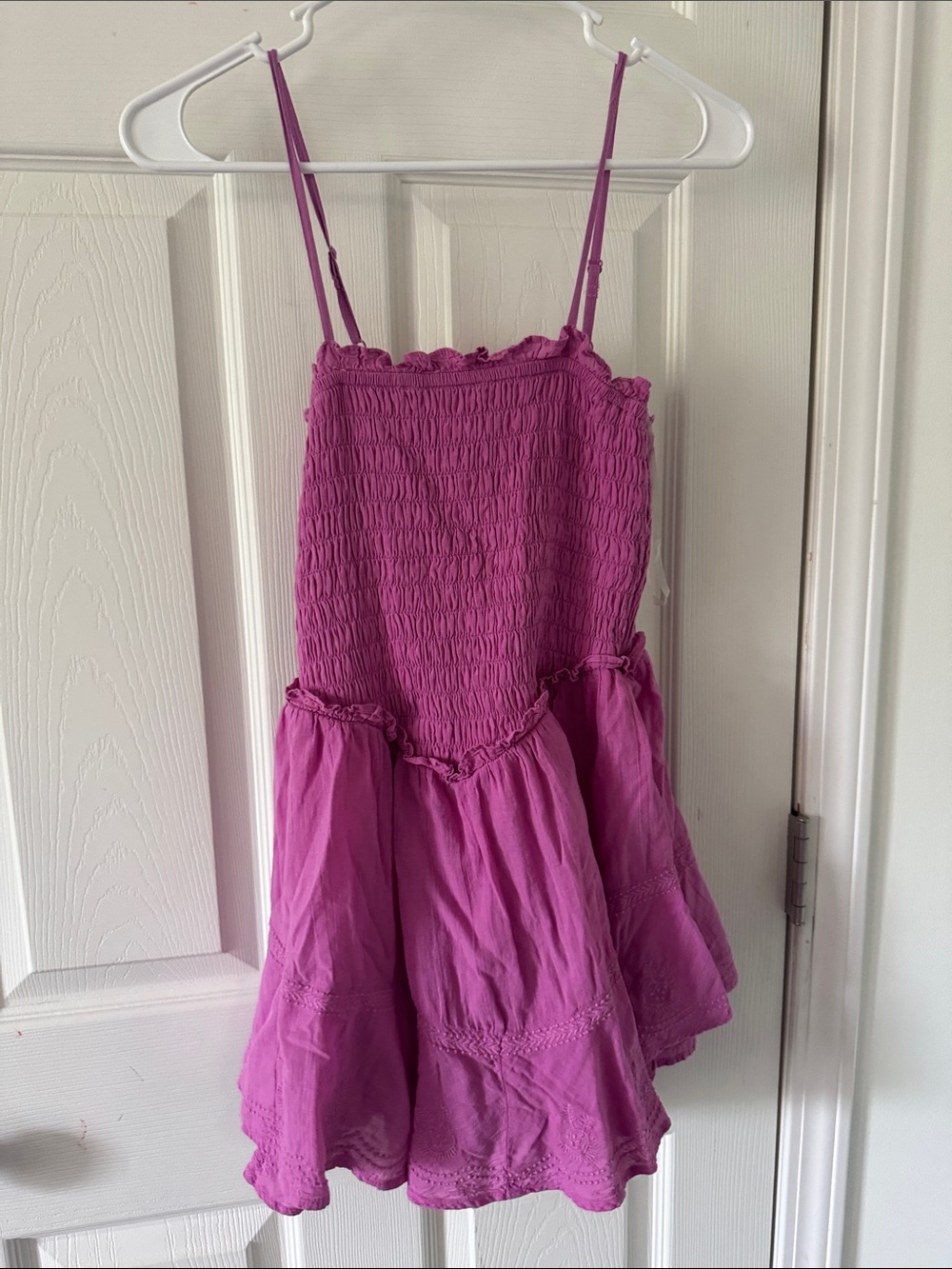 Magenta Smocked Spaghetti Strap Sundress/Romper